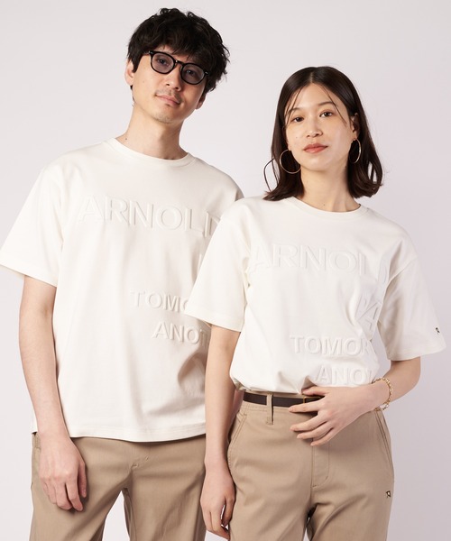 Arnold Palmer(アーノルドパーマー)の「AIR FLEX シェア エンボスロゴ Tシャツ(Tシャツ/カットソー・レディース・ダークネイビー/サーモンピンク/オフホワイト・L/M/S/XS/LL)」の1枚目の写真