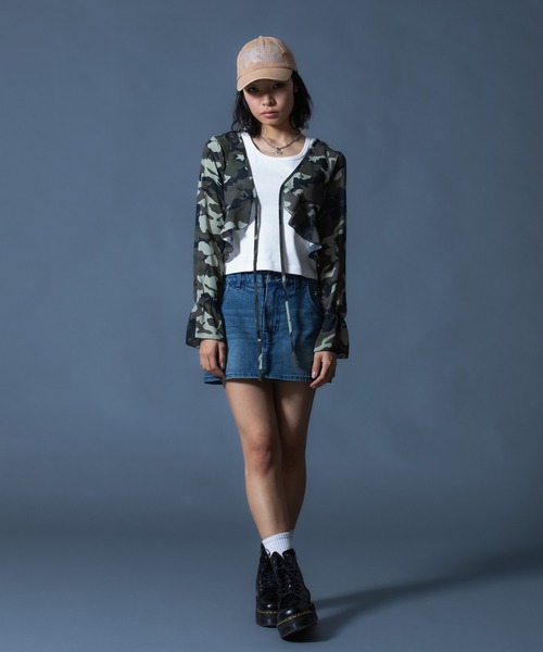 X-girl（エックスガール）の「LOGO MARK STUDDED 6PANEL CAP（キャップ・レディース・ブラック/ベージュ/カモフラージュ・ONE SIZE）」の15枚目の写真