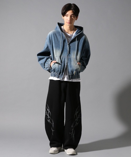 LAND MUSEUM(ランドミュージアム)の「LAND MUSEUM/デニムフードブルゾン(デニムジャケット・メンズ・ブルー/ブラック・LARGE/MEDIUM)」の9枚目の写真