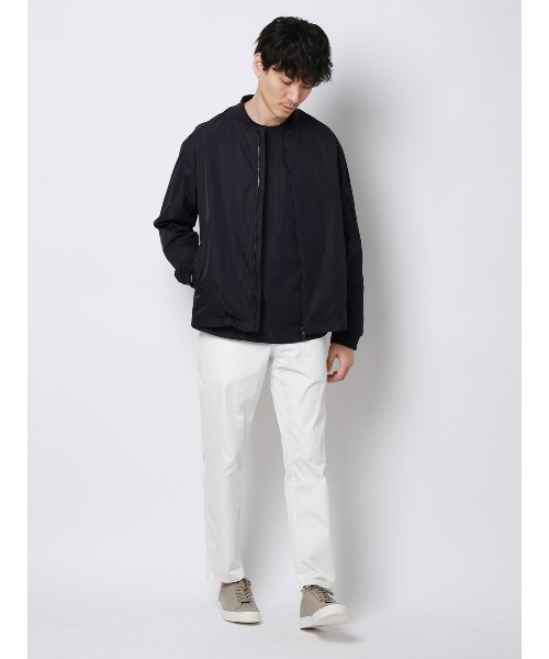 SUIT SQUARE（スーツスクエア）の「FLAT テーパードパンツ ウォッシャブル ストレッチ 速乾 シルキーツイル 無地 裾上げ済み（スラックス・メンズ・ホワイト/ネイビー・M/L/S）」の6枚目の写真