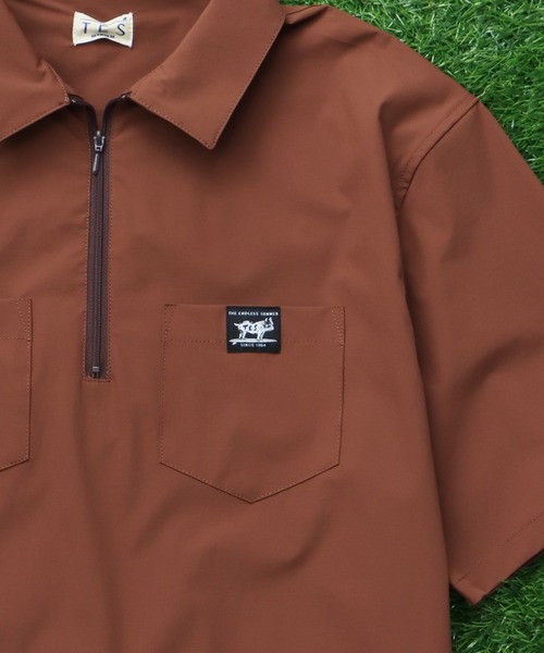 The Endless Summer(エンドレスサマー)の「TES COMFORT HALF ZIP SHIRT / 半袖ハーフジップシャツ(シャツ/ブラウス・メンズ・ブラウン/ネイビー/ブラック・MEDIUM/SMALL/X-LARGE/LARGE)」の12枚目の写真