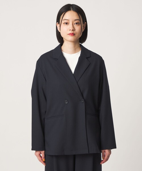 A DAY IN THE LIFE UNITED ARROWS(アデイインザライフユナイテッドアローズ)の「2ボタン ダブルジャケット ‐セットアップ対応・ウォッシャブル‐<A DAY IN THE LIFE>(テーラードジャケット・レディース・モカ/ナチュラル/ネイビー・FREE)」の4枚目の写真