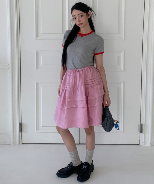 UNE MANSION（ユヌマンション）の「【UNE ORIGINAL HAND MADE】バイカラーラブリーリボンTシャツカットソー（Tシャツ/カットソー・レディース・ネイビー/グレー/ブラウン/ホワイト/パープル・FREE）」の14枚目の写真