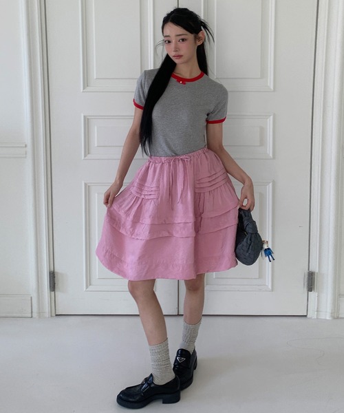 UNE MANSION（ユヌマンション）の「【UNE ORIGINAL HAND MADE】バイカラーラブリーリボンTシャツカットソー（Tシャツ/カットソー・レディース・ネイビー/グレー/ブラウン/ホワイト/パープル・FREE）」の20枚目の写真