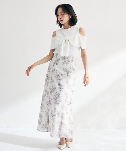 MISCH MASCH(ミッシュマッシュ)の「2026春夏新作 肩開き総針リボンニット(ニット/セーター・レディース・ブラウン/ピンク/ホワイト/ブルー・フリ-)」の17枚目の写真