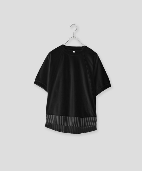Kelen(ケレン)の「「KELEN / ケレン」80ローンコットンストライプ ドッキングトップス(Tシャツ/カットソー・レディース・ライトグレー/チャコールグレー/ブラック/オフホワイト・FREE)」の1枚目の写真