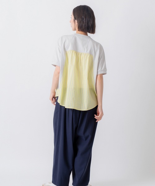 Kelen(ケレン)の「「KELEN / ケレン」80ローンコットンストライプ ドッキングトップス(Tシャツ/カットソー・レディース・ライトグレー/チャコールグレー/ブラック/オフホワイト・FREE)」の15枚目の写真