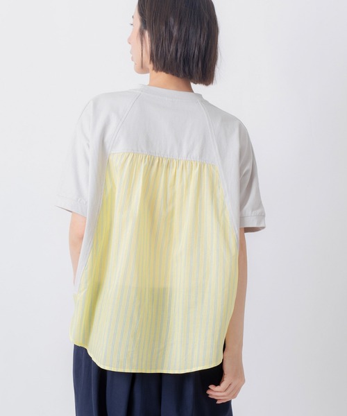 Kelen(ケレン)の「「KELEN / ケレン」80ローンコットンストライプ ドッキングトップス(Tシャツ/カットソー・レディース・ライトグレー/チャコールグレー/ブラック/オフホワイト・FREE)」の16枚目の写真
