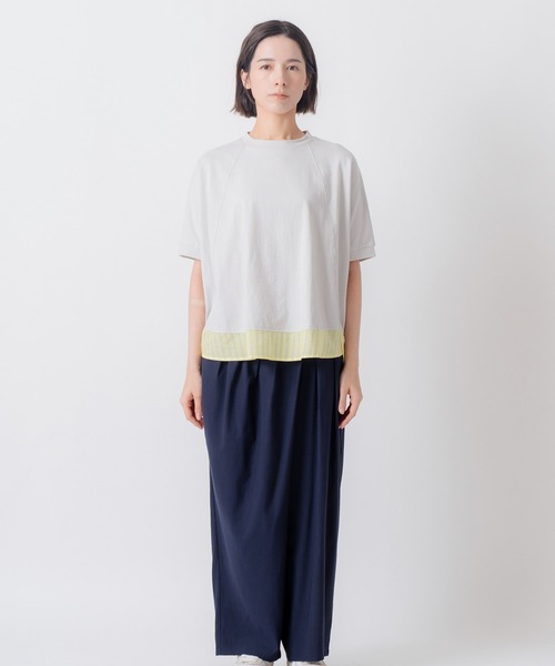 Kelen(ケレン)の「「KELEN / ケレン」80ローンコットンストライプ ドッキングトップス(Tシャツ/カットソー・レディース・ライトグレー/チャコールグレー/ブラック/オフホワイト・FREE)」の17枚目の写真