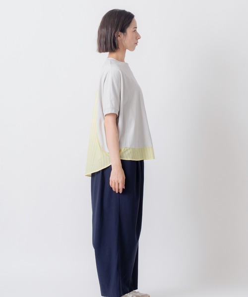 Kelen(ケレン)の「「KELEN / ケレン」80ローンコットンストライプ ドッキングトップス(Tシャツ/カットソー・レディース・ライトグレー/チャコールグレー/ブラック/オフホワイト・FREE)」の18枚目の写真