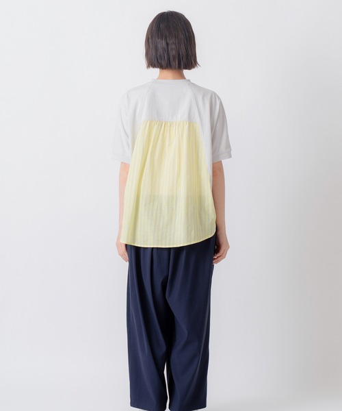 Kelen(ケレン)の「「KELEN / ケレン」80ローンコットンストライプ ドッキングトップス(Tシャツ/カットソー・レディース・ライトグレー/チャコールグレー/ブラック/オフホワイト・FREE)」の19枚目の写真