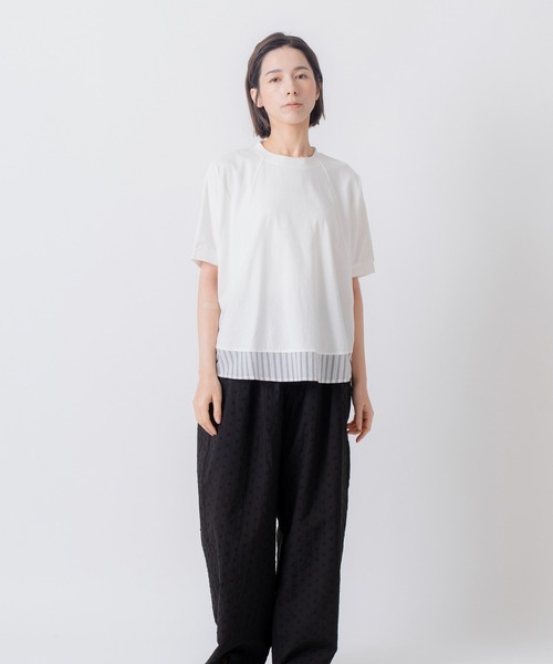 Kelen(ケレン)の「「KELEN / ケレン」80ローンコットンストライプ ドッキングトップス(Tシャツ/カットソー・レディース・ライトグレー/チャコールグレー/ブラック/オフホワイト・FREE)」の20枚目の写真