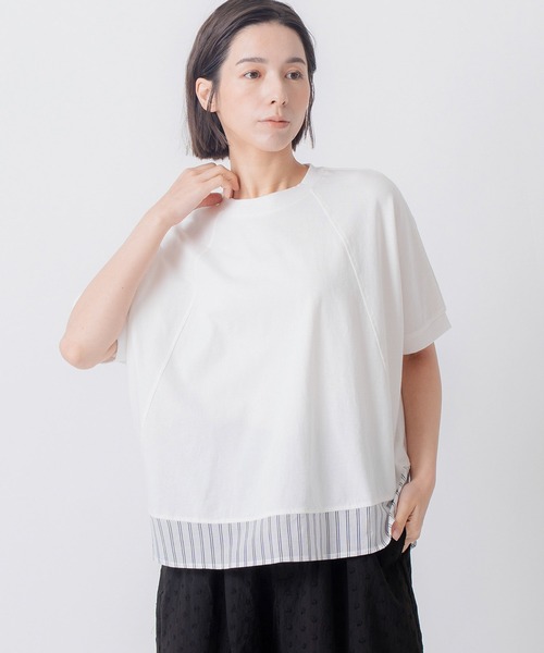 Kelen(ケレン)の「「KELEN / ケレン」80ローンコットンストライプ ドッキングトップス(Tシャツ/カットソー・レディース・ライトグレー/チャコールグレー/ブラック/オフホワイト・FREE)」の21枚目の写真