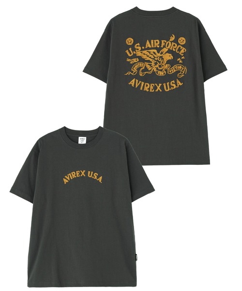 AVIREX(アヴィレックス)の「CHAIN STITCH EMBROIDERY T-SHIRT / チェーンステッチ エンブロイダリー Tシャツ / AVIREX / アヴィレックス(Tシャツ/カットソー・メンズ・ネイビー/チャコールグレー/キナリ・L/2XL/XL/M)」の3枚目の写真