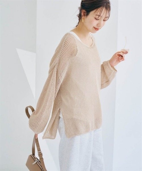 nissen(ニッセン)の「メッシュニットトップス(ニット/セーター・レディース・ライトグレー/ベージュ/ブラック・S/LL/L/M)」の4枚目の写真