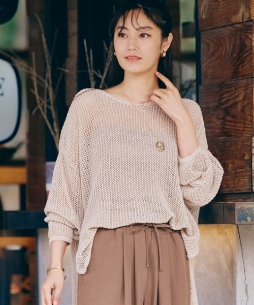 nissen(ニッセン)の「メッシュニットトップス(ニット/セーター・レディース・ライトグレー/ベージュ/ブラック・S/LL/L/M)」の7枚目の写真