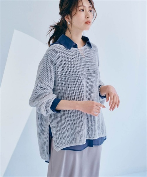nissen(ニッセン)の「メッシュニットトップス(ニット/セーター・レディース・ライトグレー/ベージュ/ブラック・S/LL/L/M)」の10枚目の写真