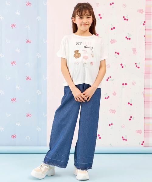 trois lapins kp（トロワラパンケーピー）の「【Trois Lapins】 テンセルデニム パンツ（デニムパンツ・キッズ・サックスブルー/ブルー・140cm/150cm/160cm）」の14枚目の写真