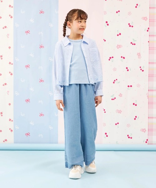 trois lapins kp（トロワラパンケーピー）の「【Trois Lapins】 テンセルデニム パンツ（デニムパンツ・キッズ・サックスブルー/ブルー・140cm/150cm/160cm）」の16枚目の写真