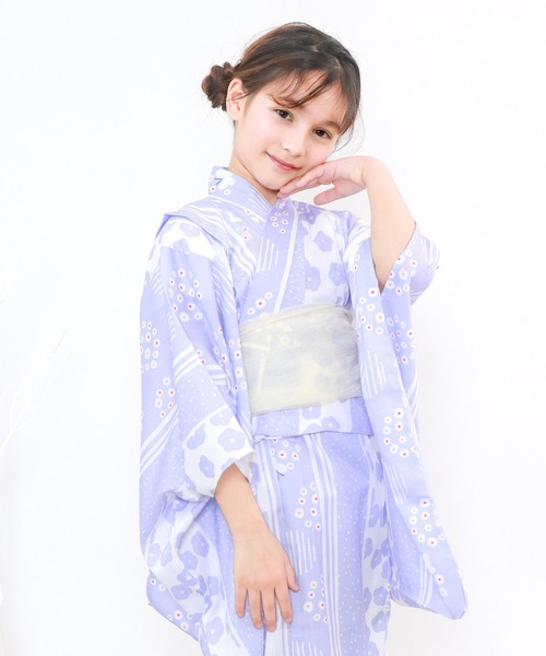 簡単着付け ワンピース 浴衣 女の子 2点セット( ワンピース浴衣 + 帯