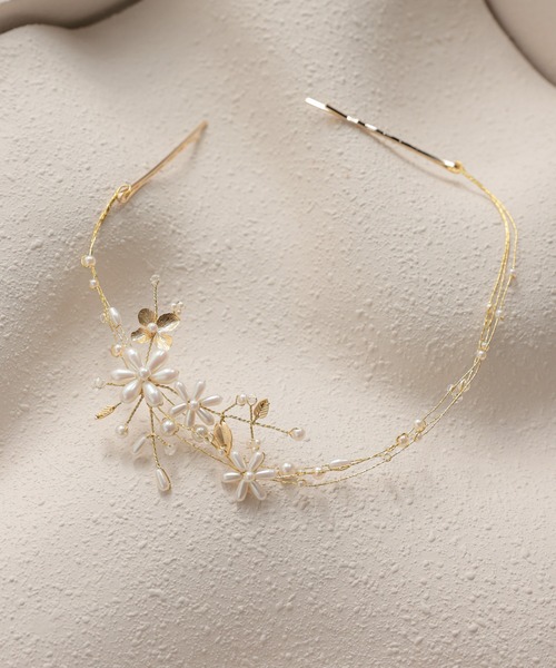 ドレスアクセサリー フラワーモチーフパールヘッドドレス（ヘアピン