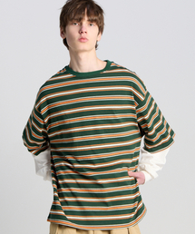 TENER（テネル）の「レイヤードストライプロングスリーブオレンジ（Tシャツ/カットソー）」