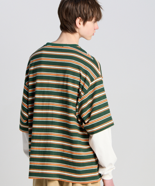 TENER（テネル）の「レイヤードストライプロングスリーブオレンジ（Tシャツ/カットソー・メンズ・その他・FREE）」の4枚目の写真