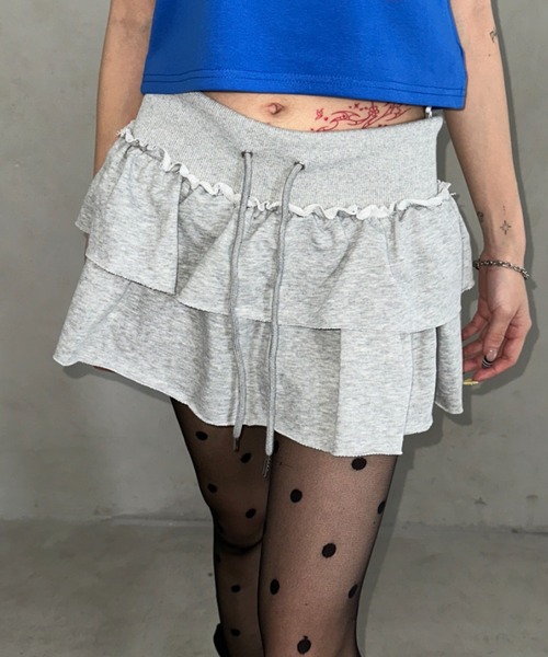 Bamm(バム)の「スウェットフリルミニスカパン(スカート・レディース・グレー/ブラック・FREE)」の13枚目の写真