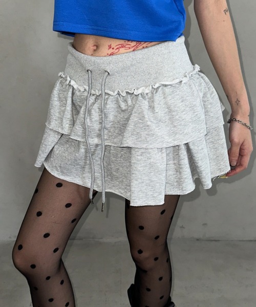 Bamm(バム)の「スウェットフリルミニスカパン(スカート・レディース・グレー/ブラック・FREE)」の16枚目の写真