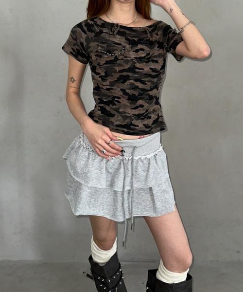 Bamm(バム)の「スウェットフリルミニスカパン(スカート・レディース・グレー/ブラック・FREE)」の21枚目の写真