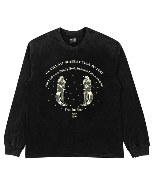 NAVYTEAM(ネイビーチーム)の「フラウインモンド ピグメントダイングロングTシャツ(Tシャツ/カットソー・レディース・ブラック×ベージュ/ブラック×グレー・3/1/2)」の1枚目の写真