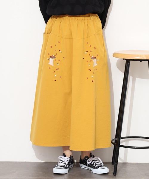 Emago(イマゴ)の「EMAGO フルーツ摘み刺繍スカート(スカート・レディース・アイボリー/ブラック/マスタード・FREE)」の18枚目の写真