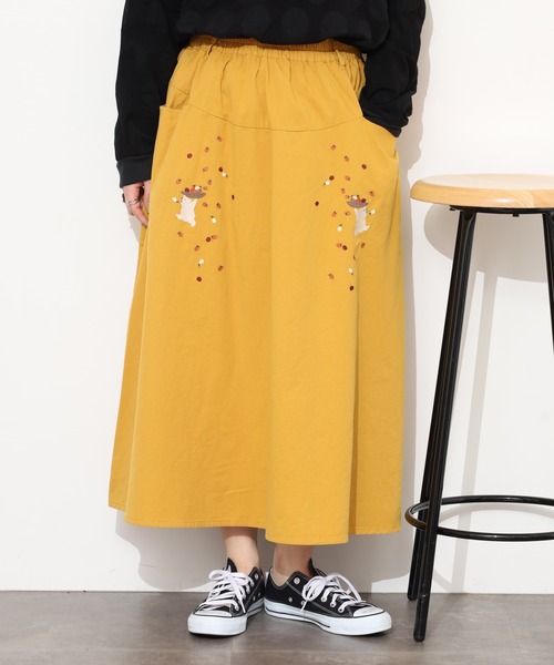 Emago(イマゴ)の「EMAGO フルーツ摘み刺繍スカート(スカート・レディース・アイボリー/ブラック/マスタード・FREE)」の19枚目の写真