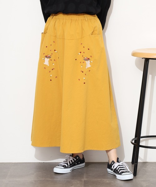Emago(イマゴ)の「EMAGO フルーツ摘み刺繍スカート(スカート・レディース・アイボリー/ブラック/マスタード・FREE)」の21枚目の写真