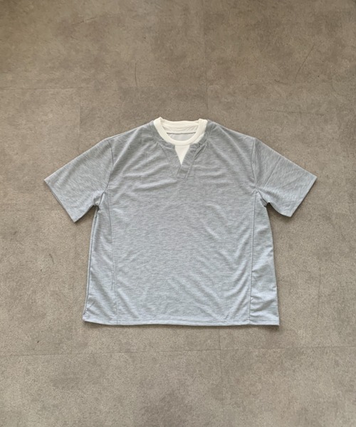 link lot(リンクロット)の「フェイクレイヤードキーネックプルオーバートップス(Tシャツ/カットソー・メンズ・グレー/ブラック・L/M)」の3枚目の写真