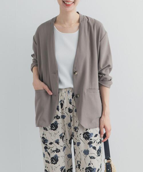 URBAN RESEARCH DOORS（アーバンリサーチドアーズ）の「ノーカラージャケット（その他アウター・レディース・チャコールグレー/ベージュ系その他・FREE）」の3枚目の写真