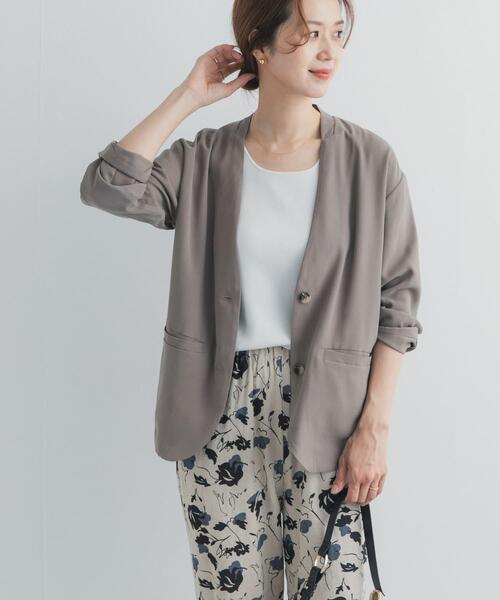 URBAN RESEARCH DOORS（アーバンリサーチドアーズ）の「ノーカラージャケット（その他アウター・レディース・チャコールグレー/ベージュ系その他・FREE）」の7枚目の写真