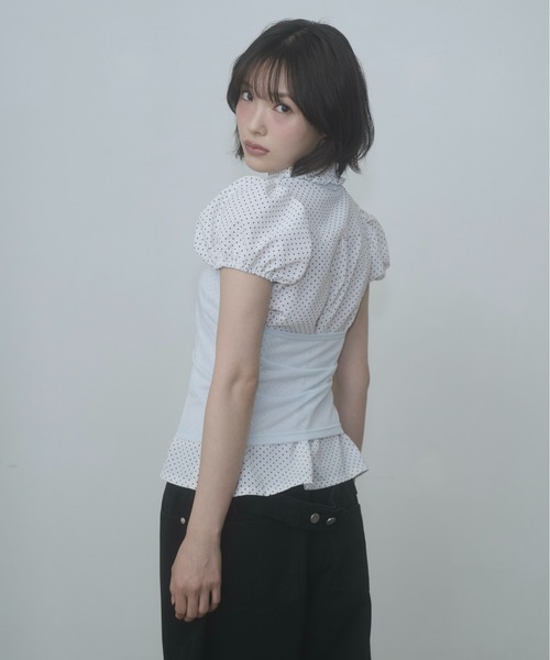FEKETE（フェケテ）の「dot frill puff sleeve blouse / ドットフリルパフスリーブブラウス（シャツ/ブラウス・レディース・ブラック/ホワイト・MEDIUM/SMALL/LARGE）」の9枚目の写真