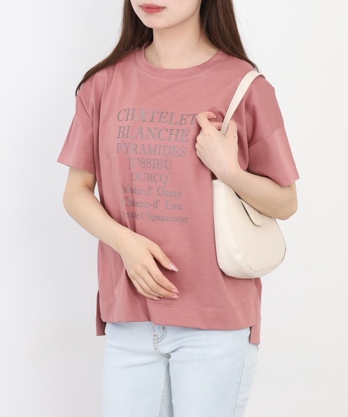 BRODIAEA(ブローディア)の「BRODIAEA ロゴペーストプリント半袖Tシャツ 日本製(Tシャツ/カットソー・レディース・オフホワイト/ピンク・40)」の18枚目の写真
