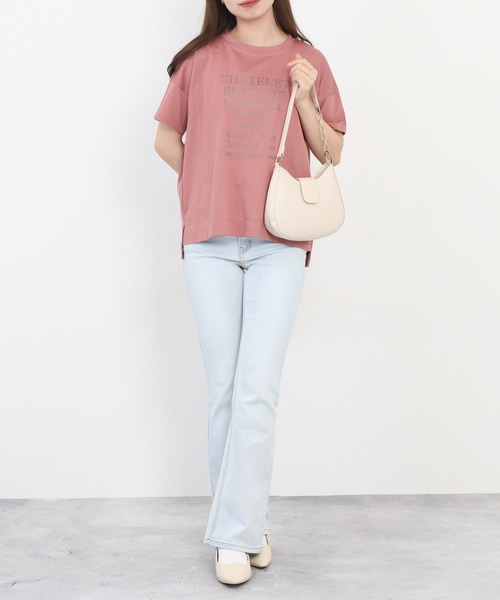 BRODIAEA(ブローディア)の「BRODIAEA ロゴペーストプリント半袖Tシャツ 日本製(Tシャツ/カットソー・レディース・オフホワイト/ピンク・40)」の21枚目の写真
