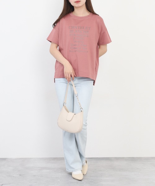 BRODIAEA(ブローディア)の「BRODIAEA ロゴペーストプリント半袖Tシャツ 日本製(Tシャツ/カットソー・レディース・オフホワイト/ピンク・40)」の22枚目の写真