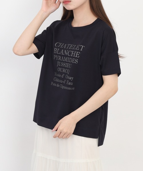 BRODIAEA(ブローディア)の「BRODIAEA ロゴペーストプリント半袖Tシャツ 日本製(Tシャツ/カットソー・レディース・オフホワイト/ピンク・40)」の11枚目の写真