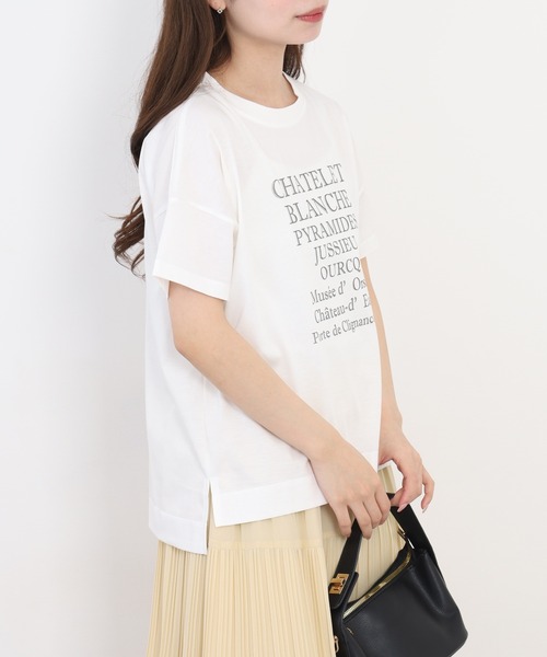 BRODIAEA(ブローディア)の「BRODIAEA ロゴペーストプリント半袖Tシャツ 日本製(Tシャツ/カットソー・レディース・オフホワイト/ピンク・40)」の4枚目の写真