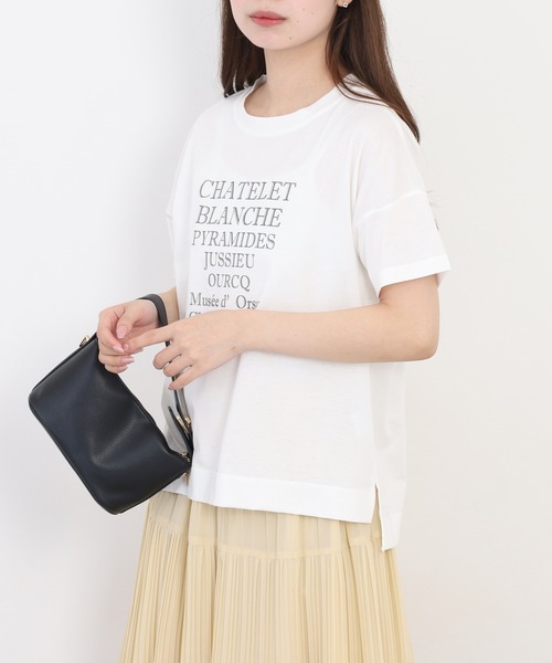 BRODIAEA(ブローディア)の「BRODIAEA ロゴペーストプリント半袖Tシャツ 日本製(Tシャツ/カットソー・レディース・オフホワイト/ピンク・40)」の6枚目の写真