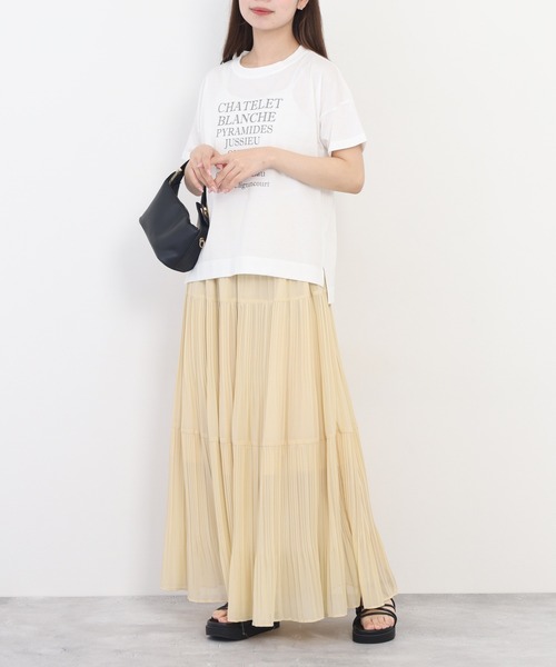 BRODIAEA(ブローディア)の「BRODIAEA ロゴペーストプリント半袖Tシャツ 日本製(Tシャツ/カットソー・レディース・オフホワイト/ピンク・40)」の7枚目の写真