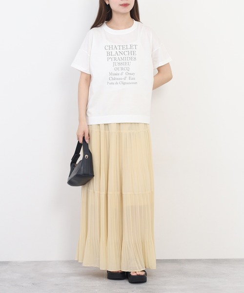 BRODIAEA(ブローディア)の「BRODIAEA ロゴペーストプリント半袖Tシャツ 日本製(Tシャツ/カットソー・レディース・オフホワイト/ピンク・40)」の8枚目の写真