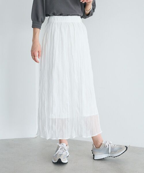 CRAFT STANDARD BOUTIQUE(クラフトスタンダードブティック)の「シアーワッシャースカート ◆(スカート・レディース・ブルー/ブラック/ホワイト・FREE)」の2枚目の写真