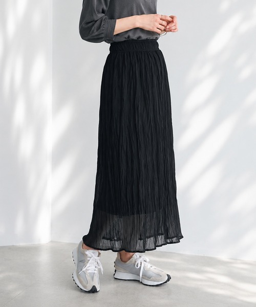 CRAFT STANDARD BOUTIQUE(クラフトスタンダードブティック)の「シアーワッシャースカート ◆(スカート・レディース・ブルー/ブラック/ホワイト・FREE)」の3枚目の写真