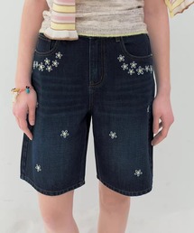 デイジー刺繍 ストレート デニムハーフパンツ FX26K047【Fano Studios】【2026SS】