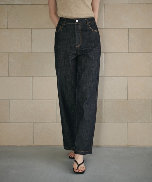 LAULEN(ローレン)の「cross loop high waist indigo denim/クロスループハイウエストインディゴデニム(デニムパンツ・レディース・ネイビー・M/S)」の9枚目の写真
